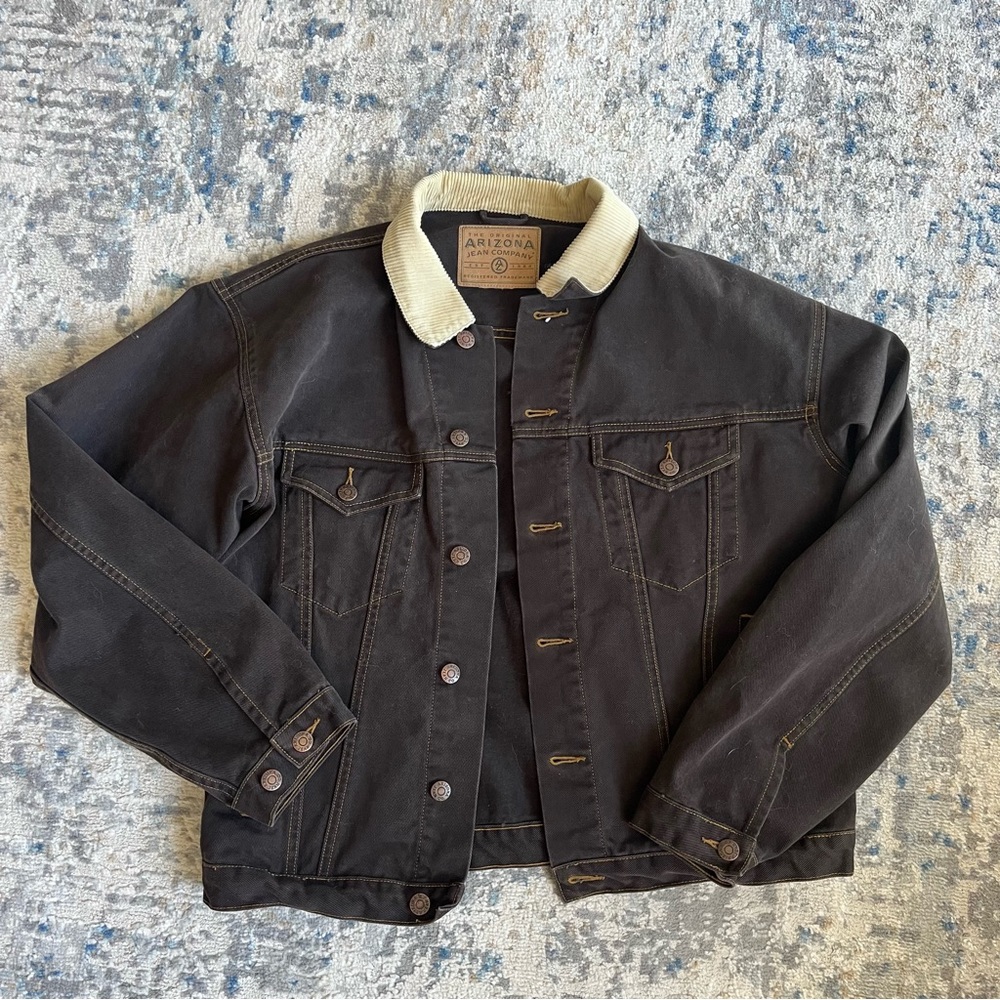 Vintage Arizona Jeans Brown Denim Corduroy Trucker Jacket Mens Medium